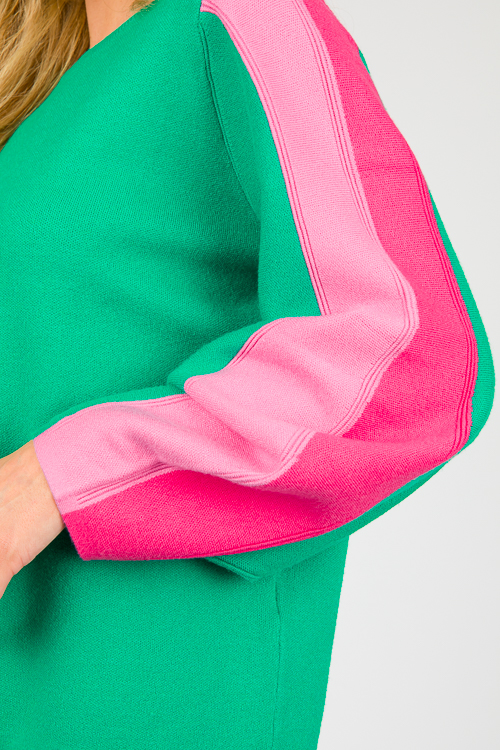 Colorblock Sleeve Sweater, Green