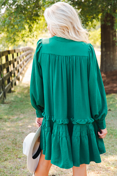 Marjorie Button Dress, Sea Green