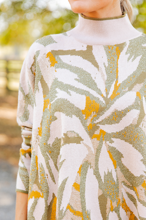 Metallic Print Sweater, Sand