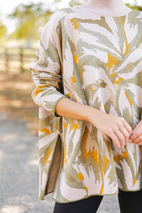 Metallic Print Sweater, Sand