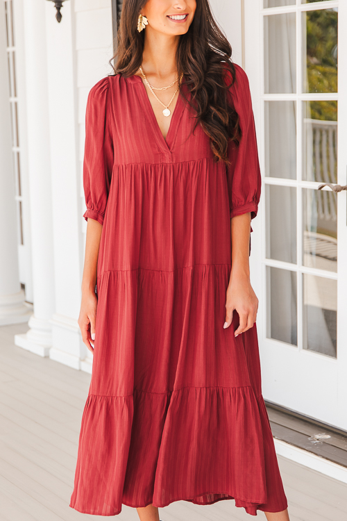 Tonal Tiered Midi, Burgundy