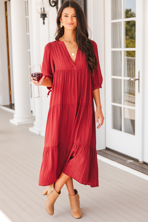 Tonal Tiered Midi, Burgundy