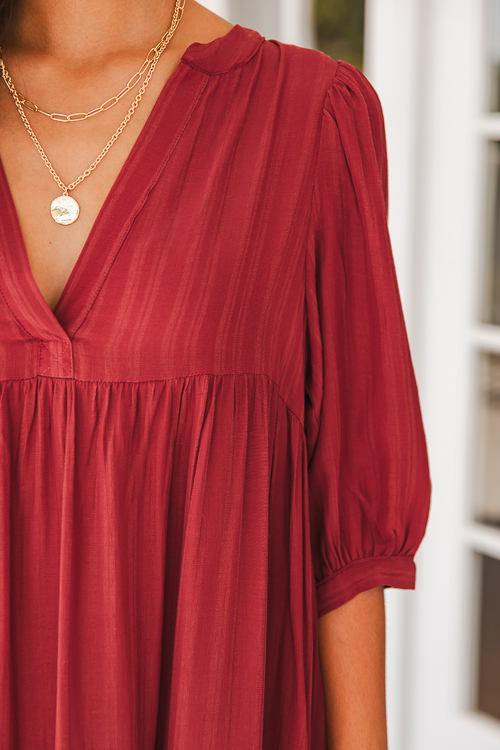 Tonal Tiered Midi, Burgundy