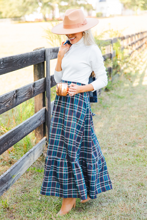 Tartan Maxi Skirt, Hunter Green