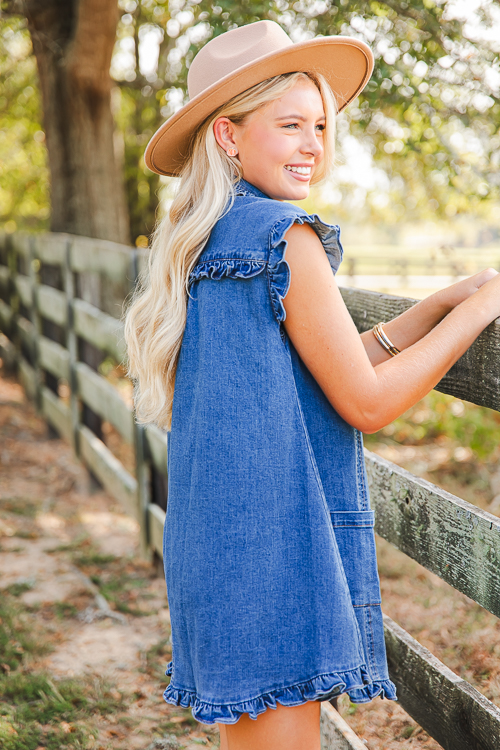 Ruffled Denim Shirt Dress