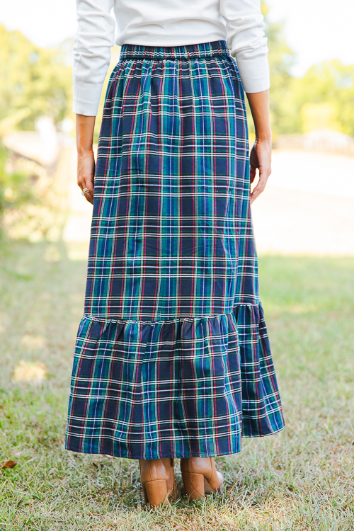 Tartan Maxi Skirt, Hunter Green