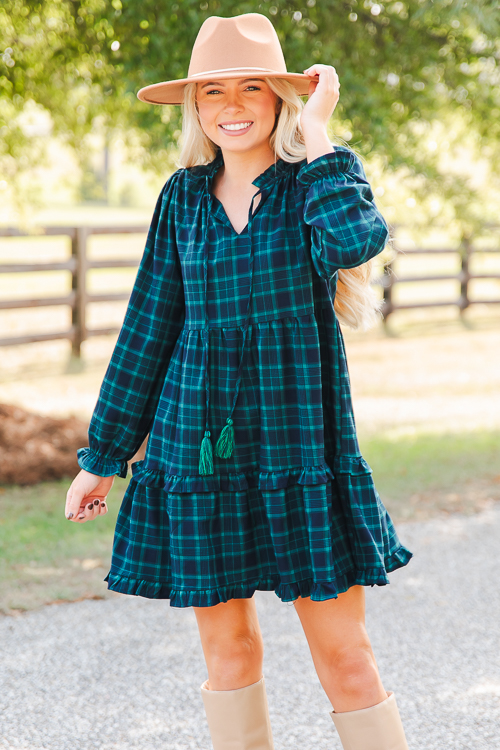 Plaid ruffle cheap dress