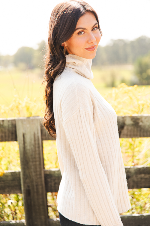 Estelle Rib Turtleneck, Ivory