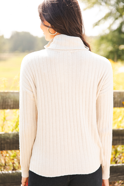 Estelle Rib Turtleneck, Ivory
