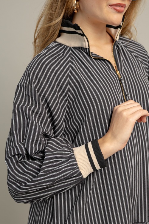 Stripe Contrast Zip Dress, Black - 1013-70.jpg