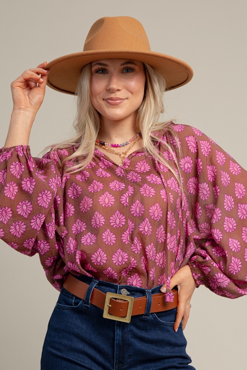 Rana Printed Blouse, Brown Mix