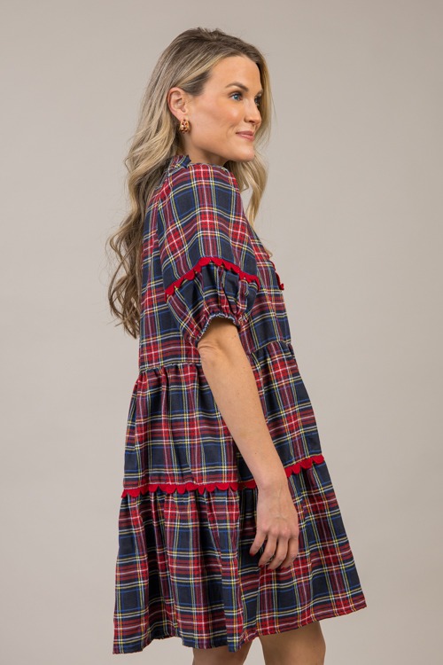 Scallop Trim Tartan Dress, Navy - 1014-10.jpg