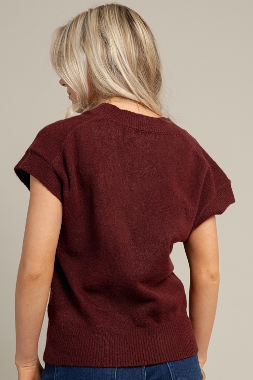 V-Neck Sweater Top, Red Wood - 1014-152H.jpg