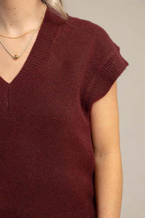V-Neck Sweater Top, Red Wood - 1014-157.jpg