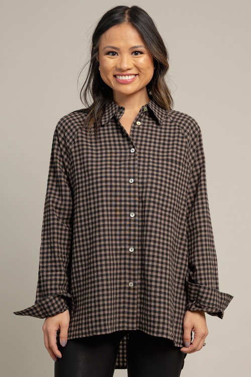 Oversized Check Shirt, Black
