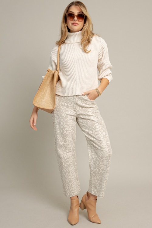 Snake Barrel Jeans, Beige