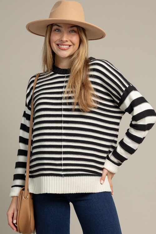 Stripe Center Seam Sweater, Black - 1014-256P.jpg