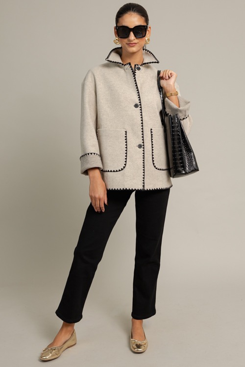 Contrast Stitch Trim Jacket, Taupe - 1014-288.jpg