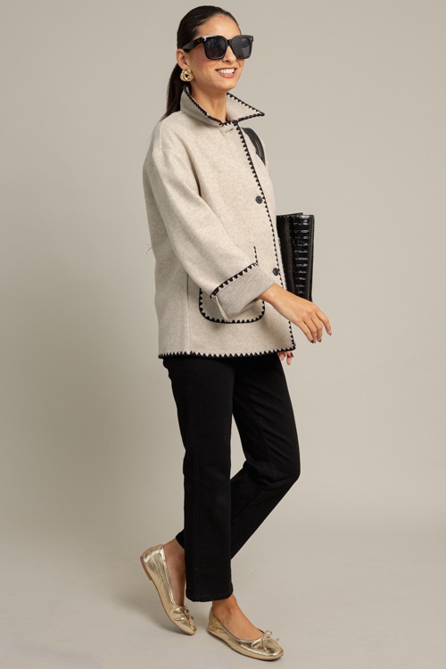 Contrast Stitch Trim Jacket, Taupe - 1014-289.jpg
