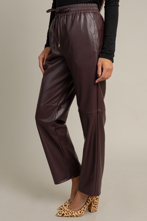 Pull-On Leather Pants, Maroon - 1014-329.jpg