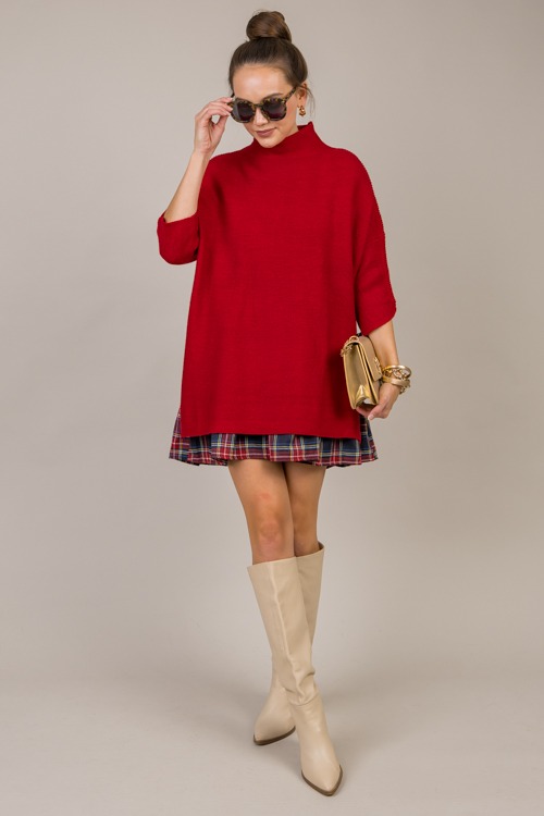 Edna Tunic Sweater, Scarlet