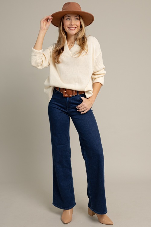 Relaxed V-Neck Sweater, Cream - 1015-115.jpg