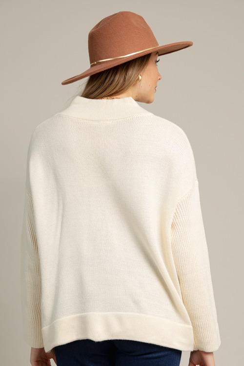 Relaxed V-Neck Sweater, Cream - 1015-121.jpg