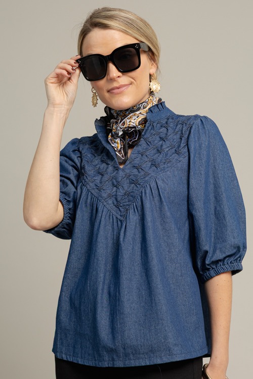 Textured Yoke Top, Denim - 1015-125.jpg