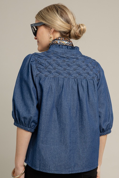 Textured Yoke Top, Denim - 1015-126.jpg
