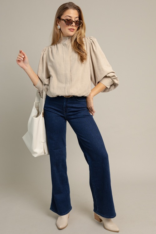 Bubble Hem Button Jacket, Taupe