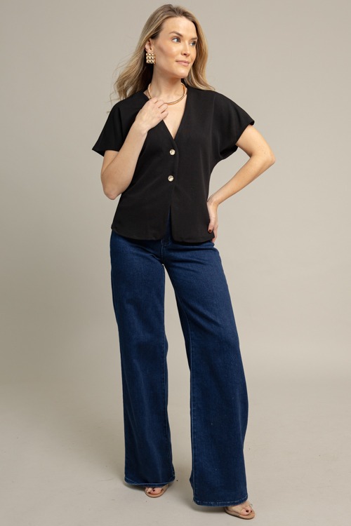 V-Neck Dolman Button Top, Black - 1015-143.jpg