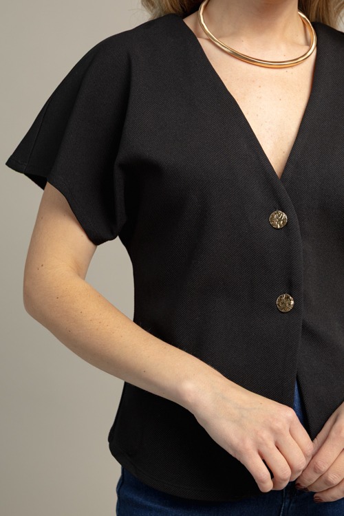 V-Neck Dolman Button Top, Black - 1015-148.jpg
