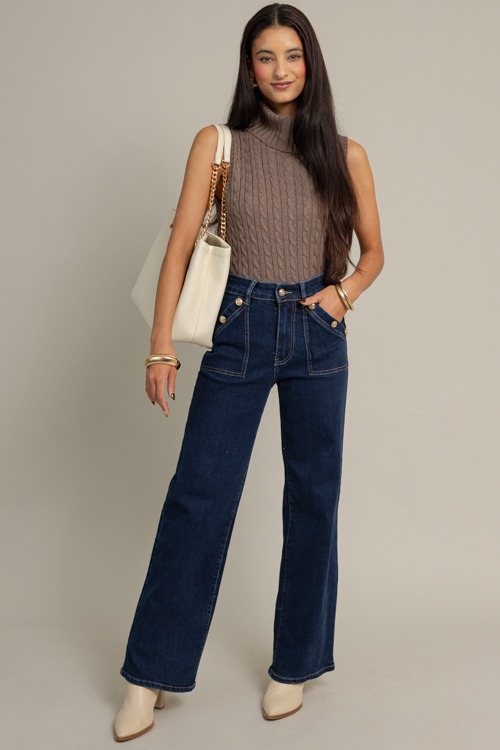 Button Detail Jeans, Blue - 1015-4.jpg