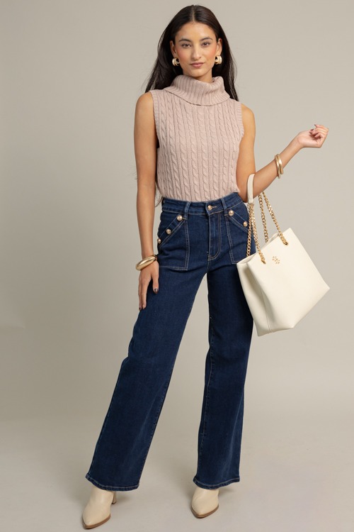 Button Detail Jeans, Blue - 1015-50.jpg