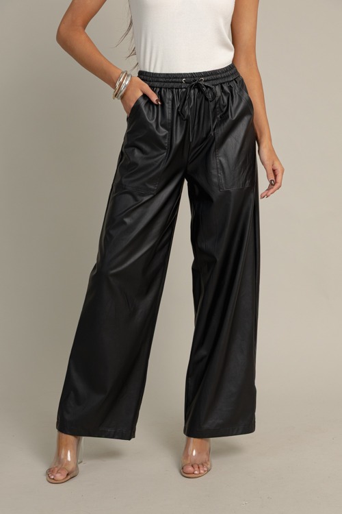 Roxanne Leather Pants, Black