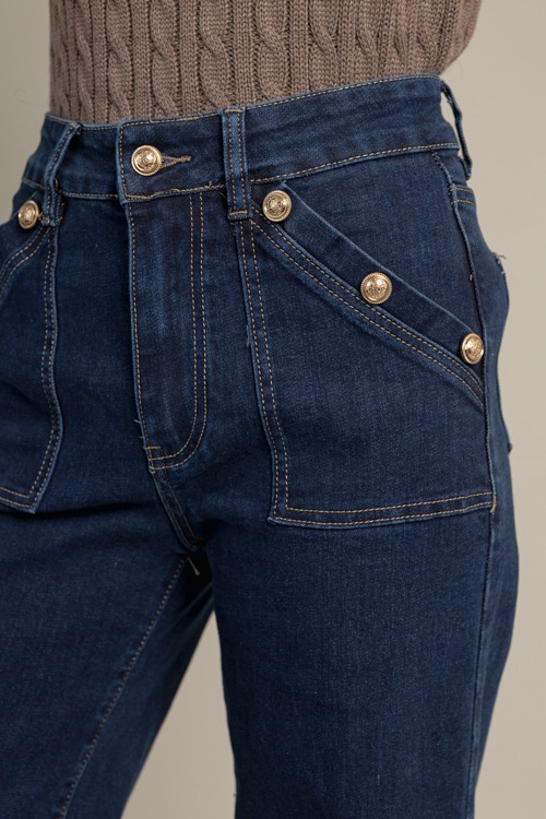 Button Detail Jeans, Blue - 1015-6.jpg