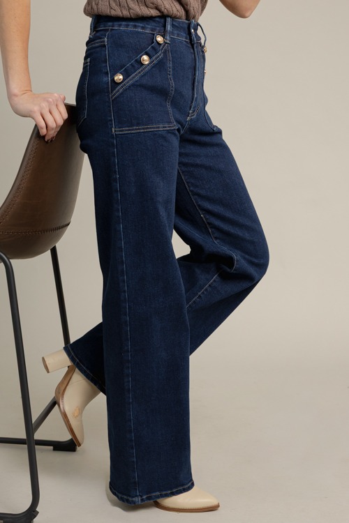 Button Detail Jeans, Blue - 1015-7.jpg