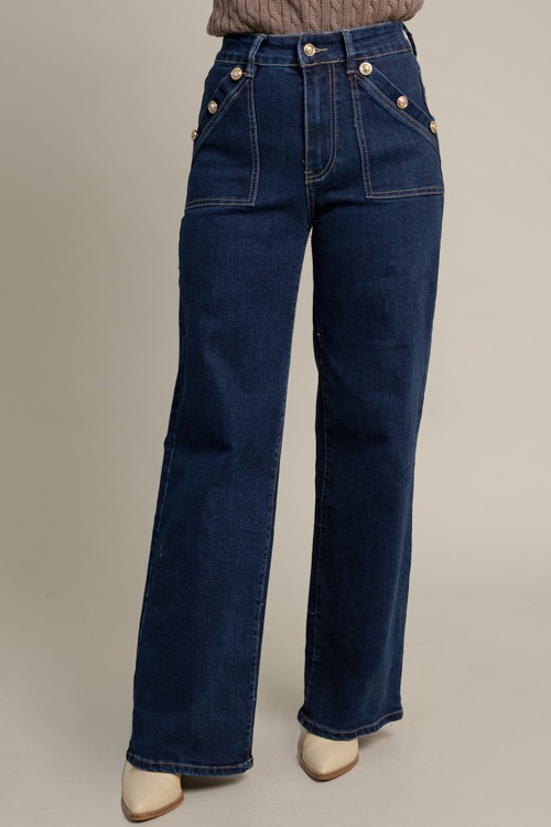 Button Detail Jeans, Blue - 1015-9.jpg