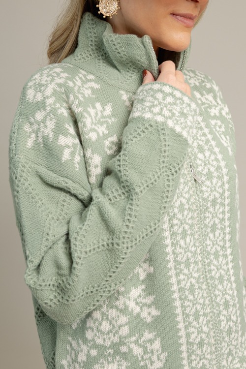 Printed Sweater Jacket, Sage - 1015-96p.jpg