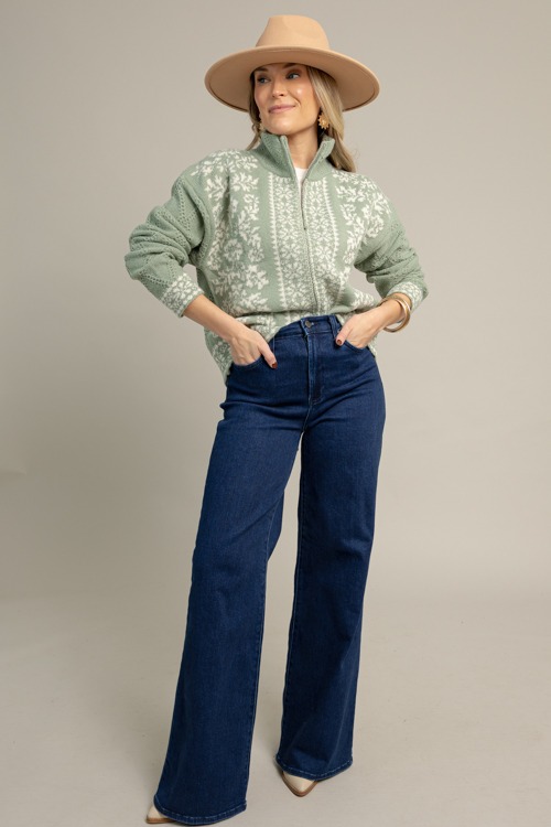 Printed Sweater Jacket, Sage - 1015-97h.jpg