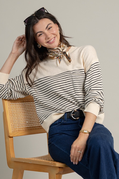 Striped Pocket Sweater, Cream/Black - 1016-122h.jpg