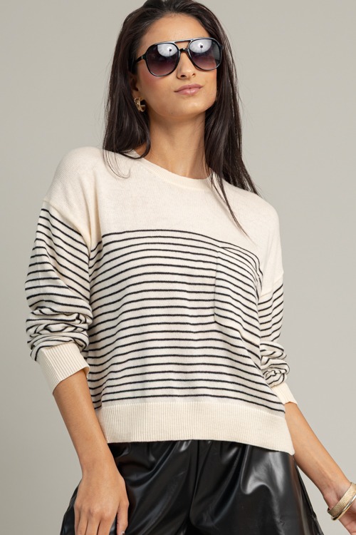 Striped Pocket Sweater, Cream/Black - 1016-127.jpg