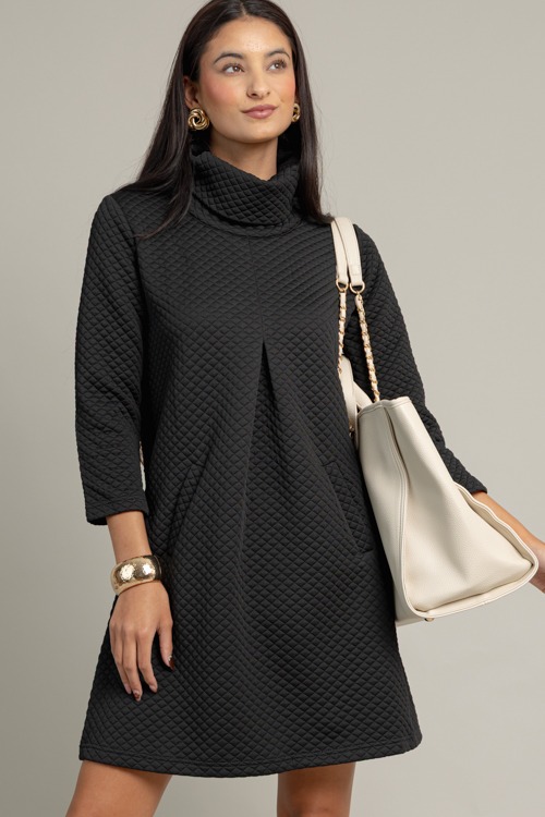 Vickie Quilted Dress, Black