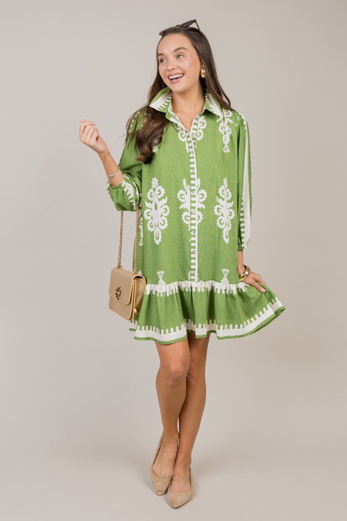 Giselle Printed Dress, Green - 1016-2h.jpg