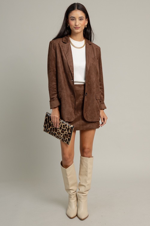 Suede Blazer Jacket, Espresso