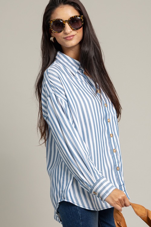 Casual Stripe Button Down, Blue - 1016-36.jpg