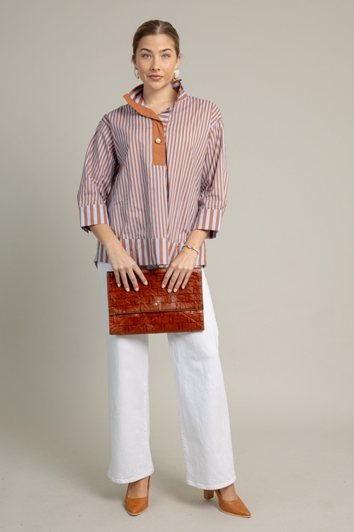 Pearl Button Stripe Top, Brown - 1016-39.jpg