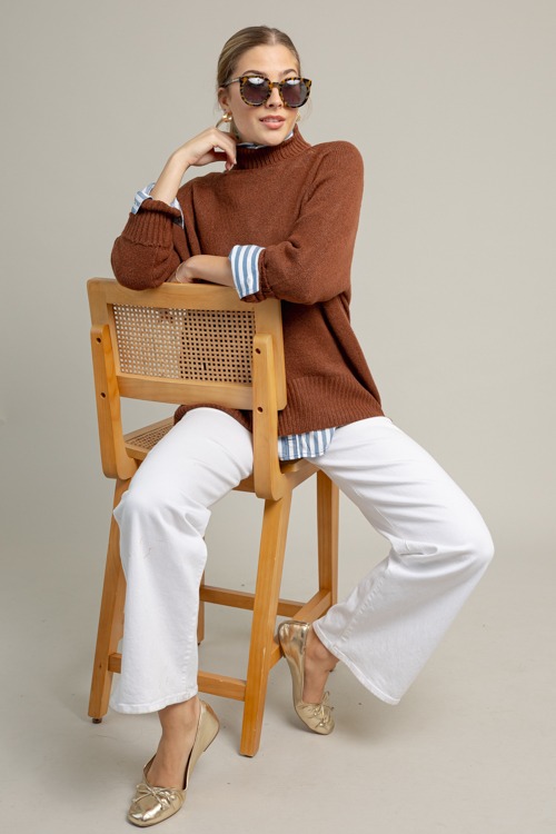 Curve Hem Sweater, Chestnut