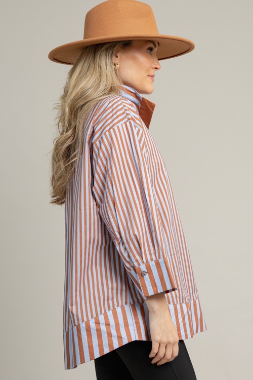 Pearl Button Stripe Top, Brown - 1016-57h.jpg