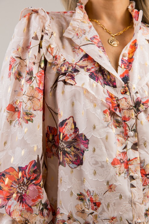 Foiled Floral Button Blouse, Cr - 1017-103h.jpg